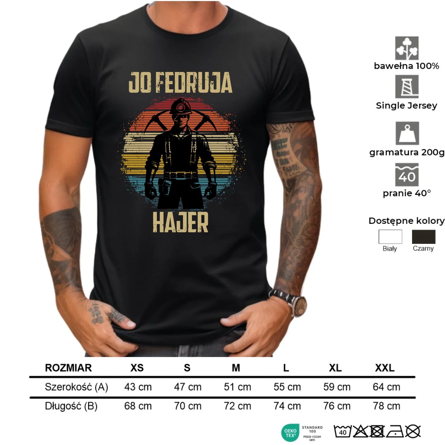 Koszulka męska - prezent dla górnika - Jo fedruja Hajer G26