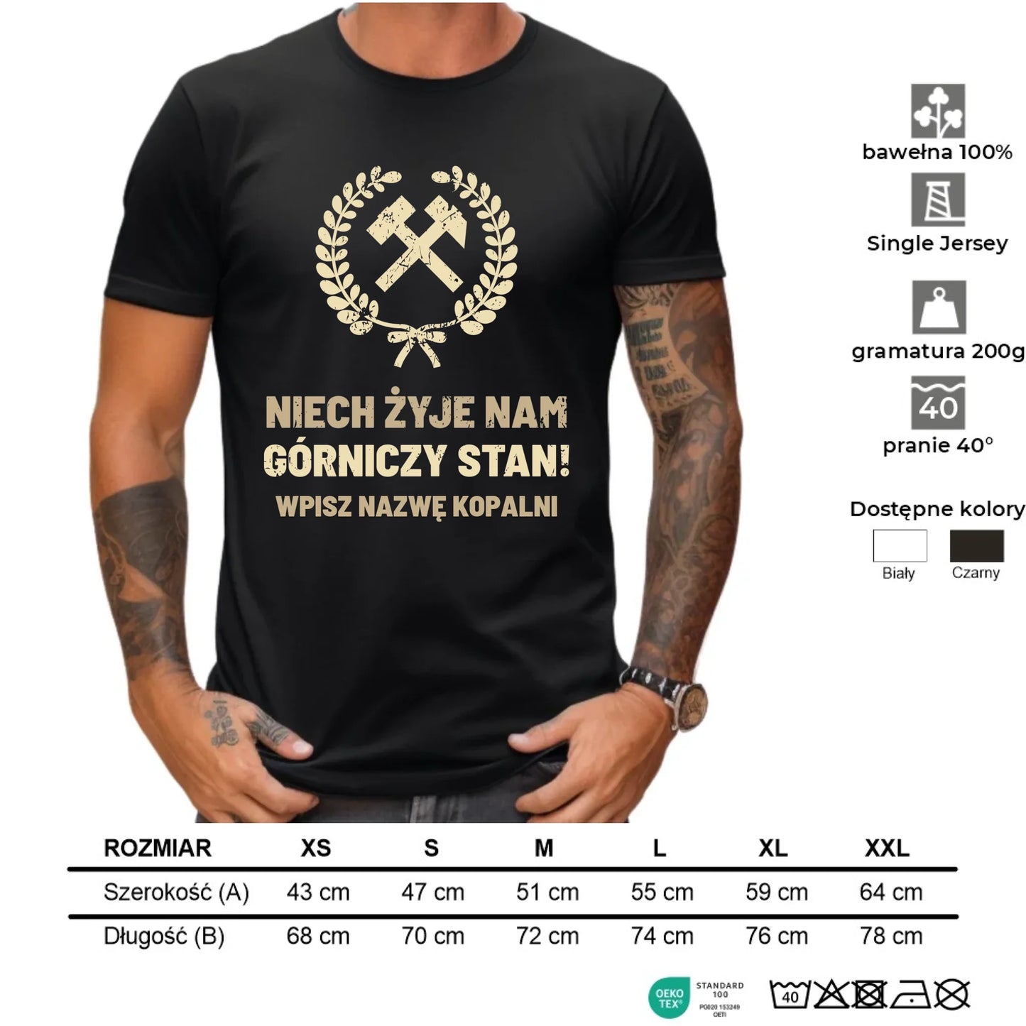 Koszulka męska - prezent dla górnika - Niech żyje nam górniczy stan - personalizowana G24