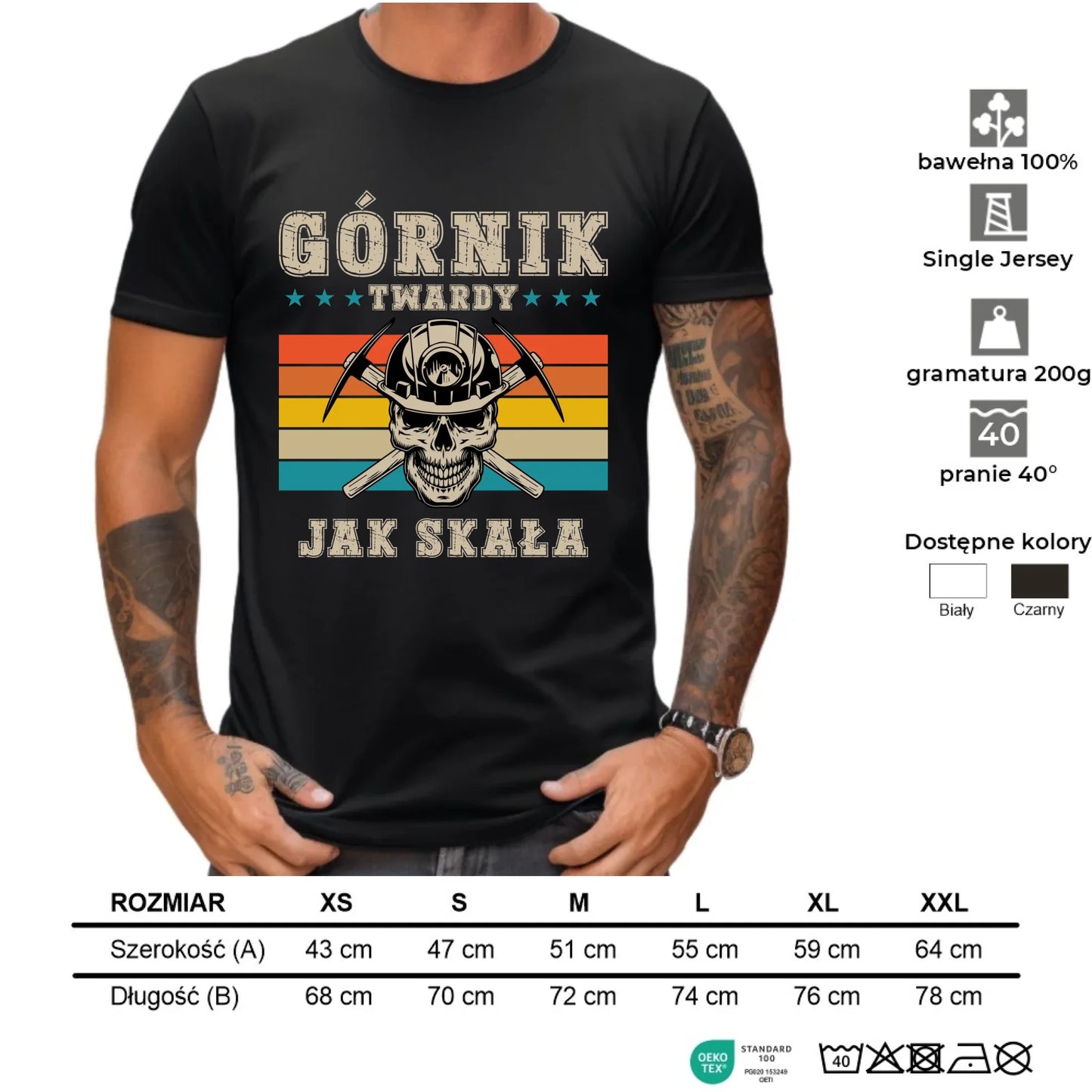 Koszulka męska - prezent dla górnika - Górnik twardy jak skała G21