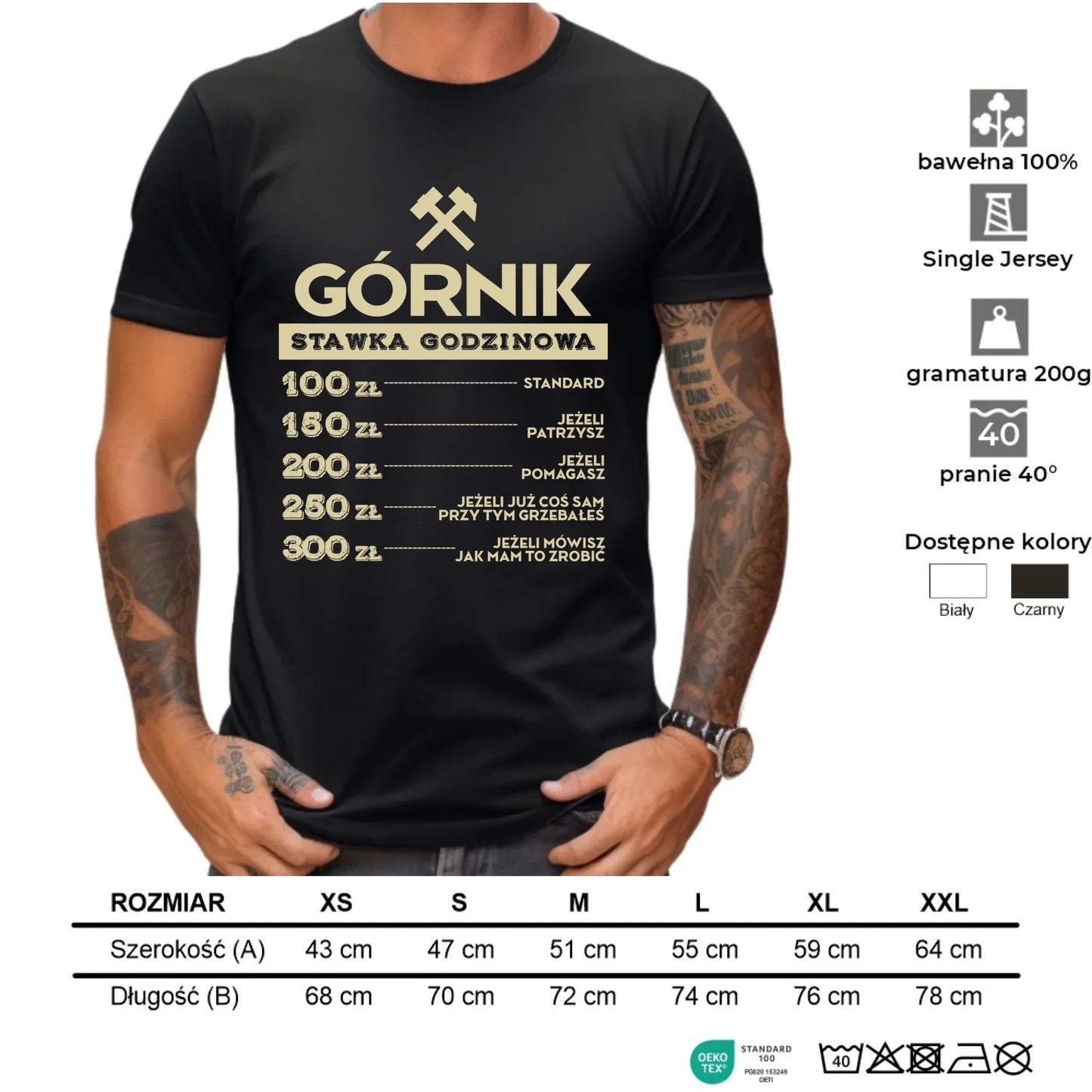 Koszulka męska - prezent dla górnika - Górnik stawka godzinowa G14