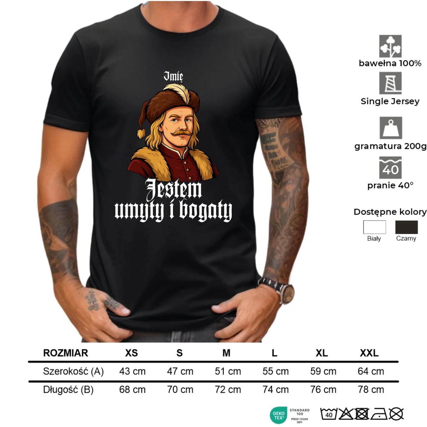 Koszulka męska - Jestem umyty i bogaty - dla fanów serialu 1670 - personalizowana H60