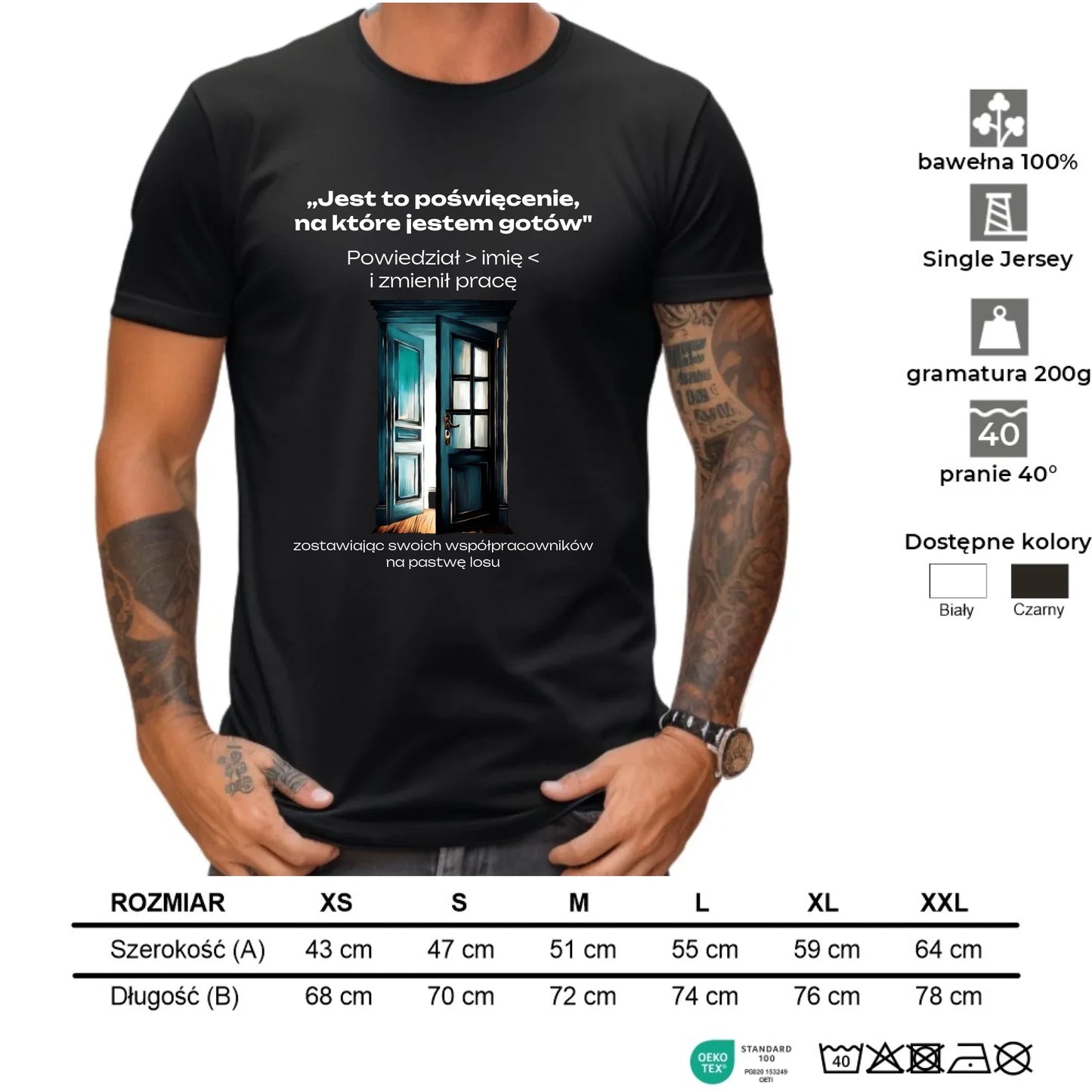 Koszulka męska na odejście z pracy - Poświęcenie, na które jestem gotów - personalizowana OP02