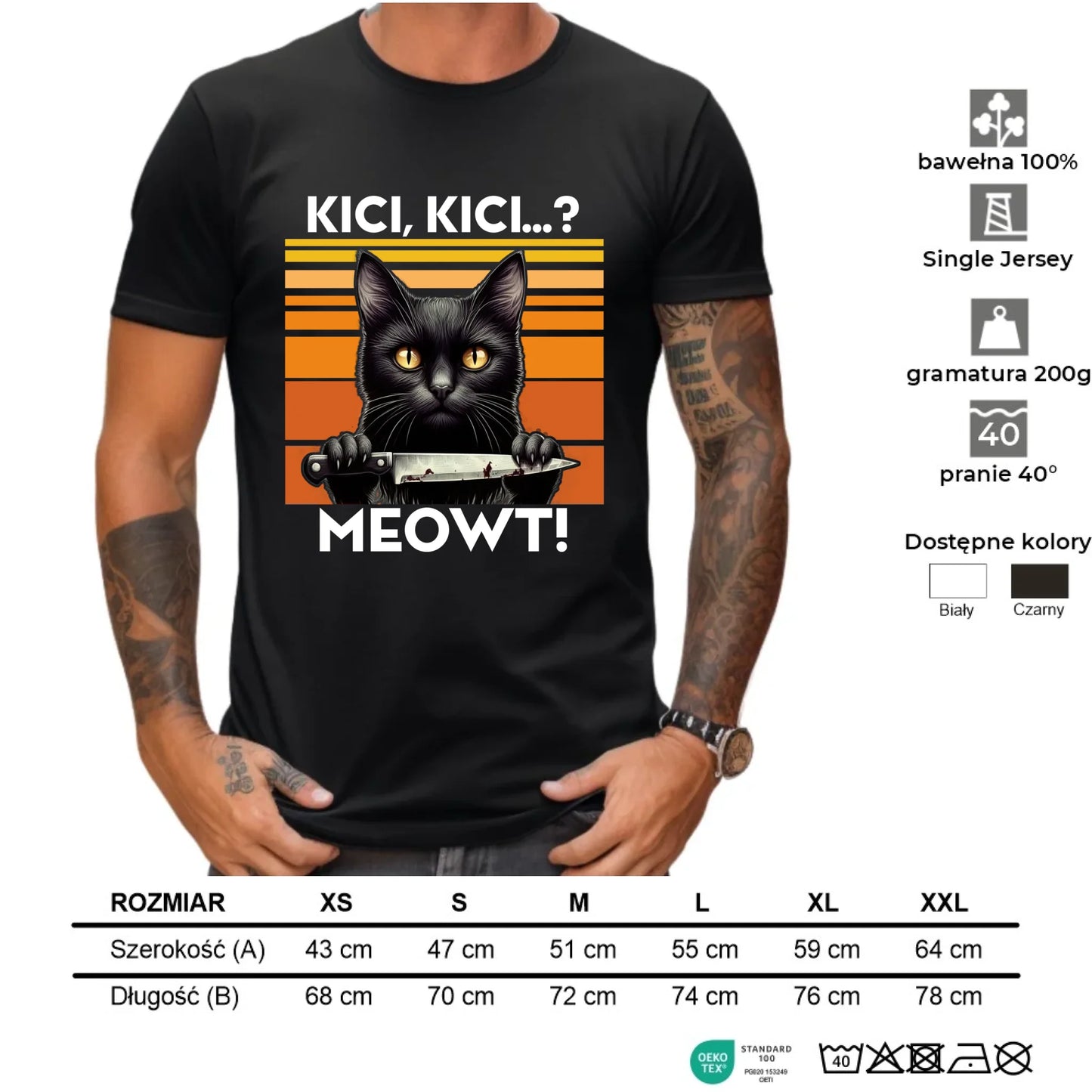 Koszulka męska - Kot z nożem - Kici, kici... MEOWT! HL17