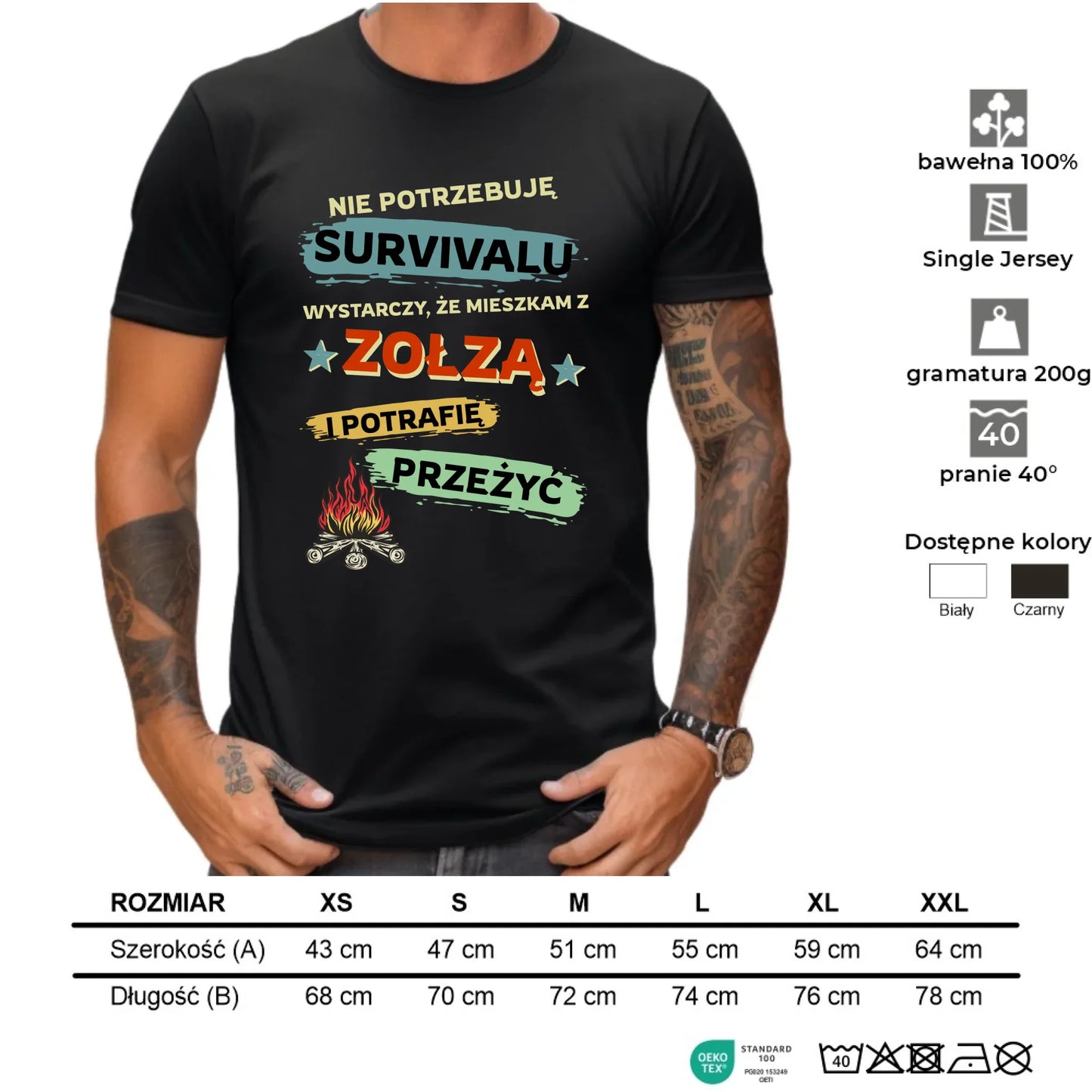 Koszulka męska – Prezent dla chłopaka męża - Nie potrzebuję survivalu, mieszkam z zołzą DCH25