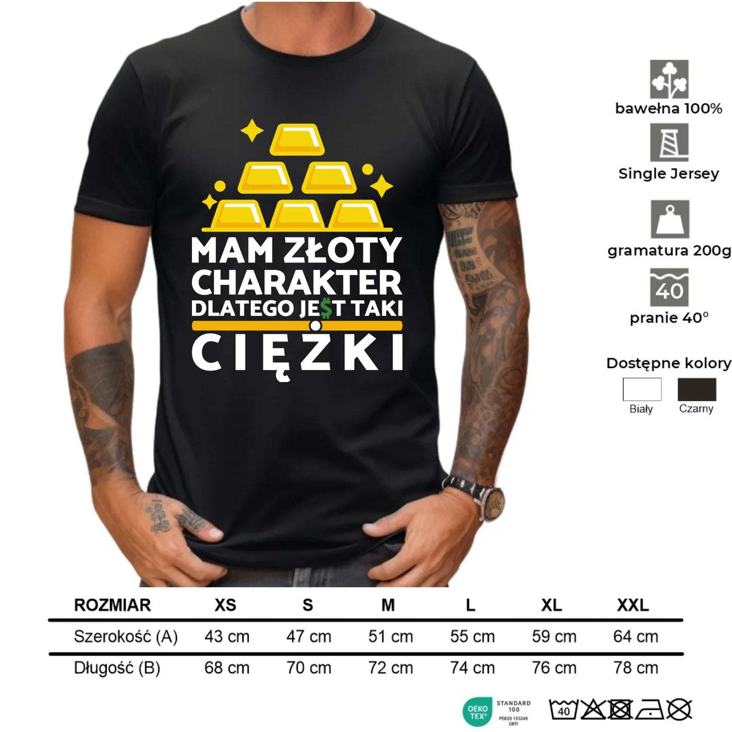 Koszulka męska - prezent dla chłopaka - Złoty charakter DCH16