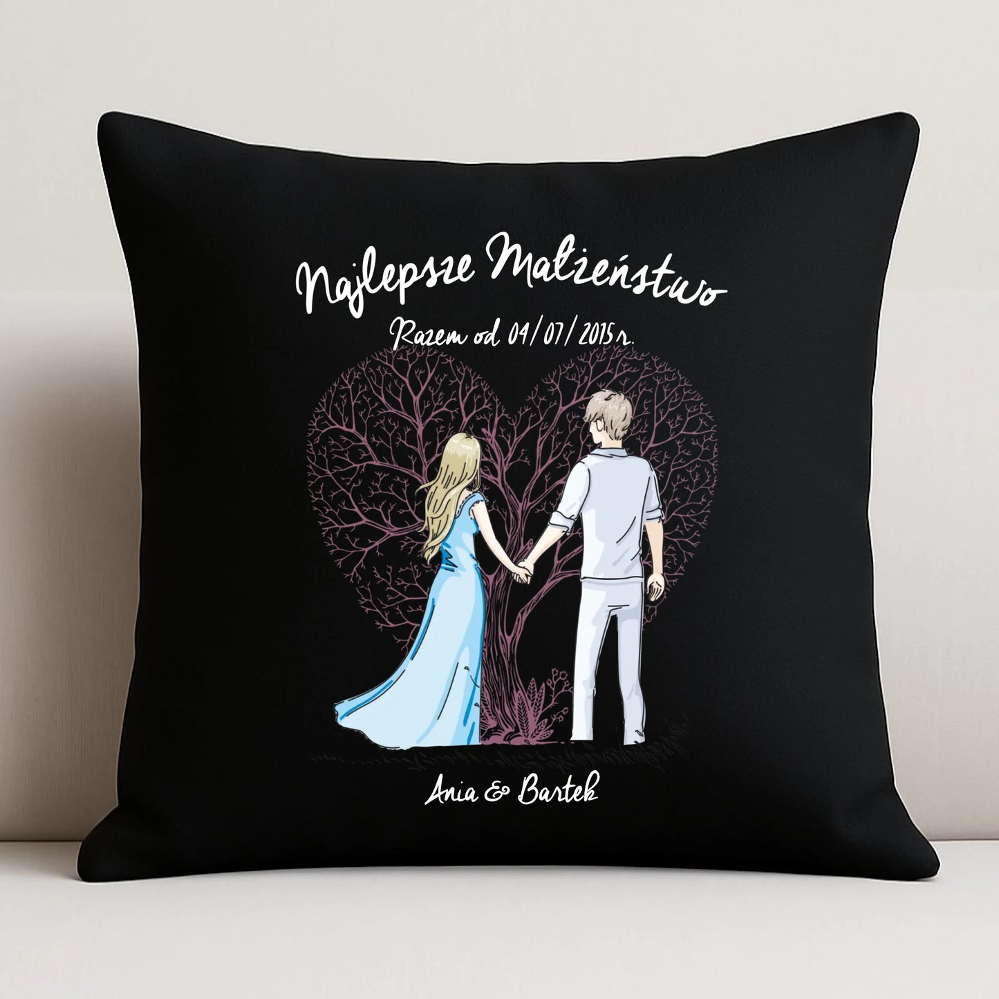 Poduszka dekoracyjna dla par - Najlepsze małżeństwo - personalizowana W03 - StoryCups.pl