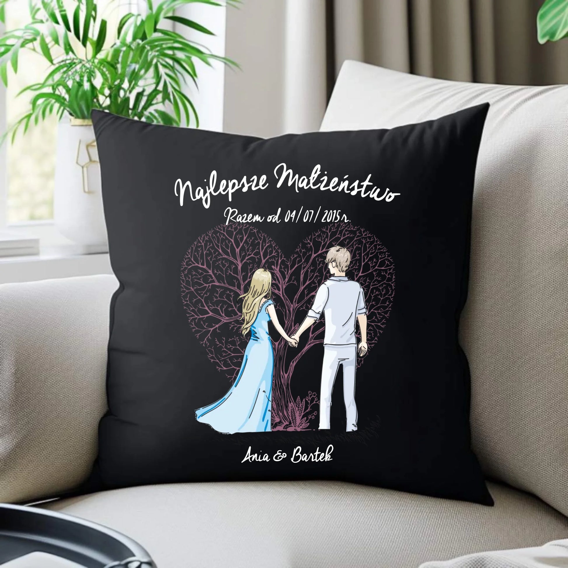 Poduszka dekoracyjna dla par - Najlepsze małżeństwo - personalizowana W03 - StoryCups.pl