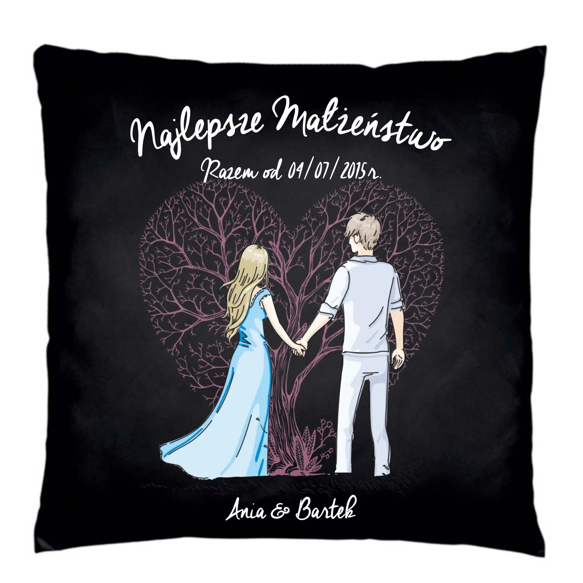 Poduszka dekoracyjna dla par - Najlepsze małżeństwo - personalizowana W03 - StoryCups.pl