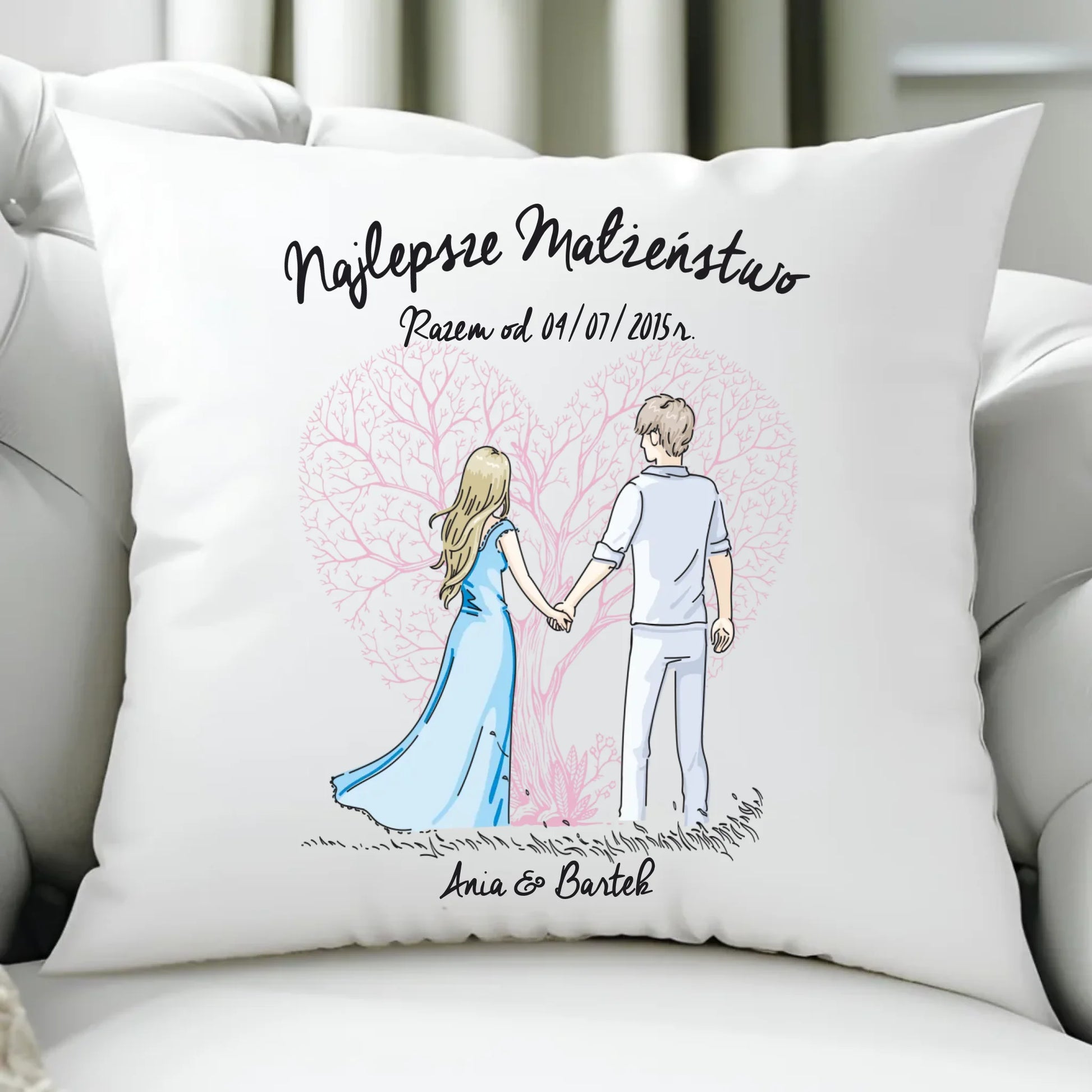 Poduszka dla par - Najlepsze małżeństwo - personalizowana W03 - StoryCups.pl
