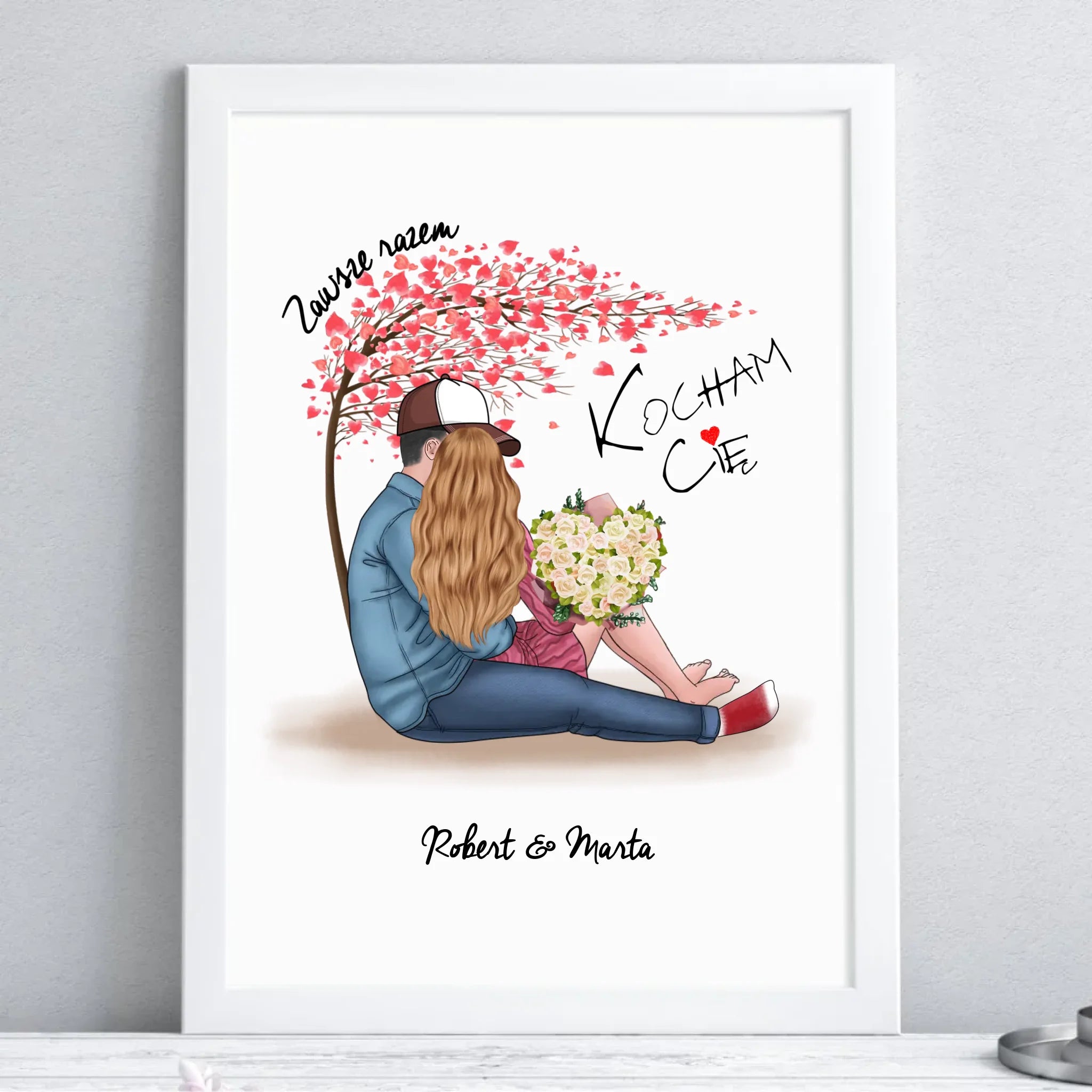 Plakat w ramie dla par - Zawsze razem - personalizowany W04 - StoryCups.pl