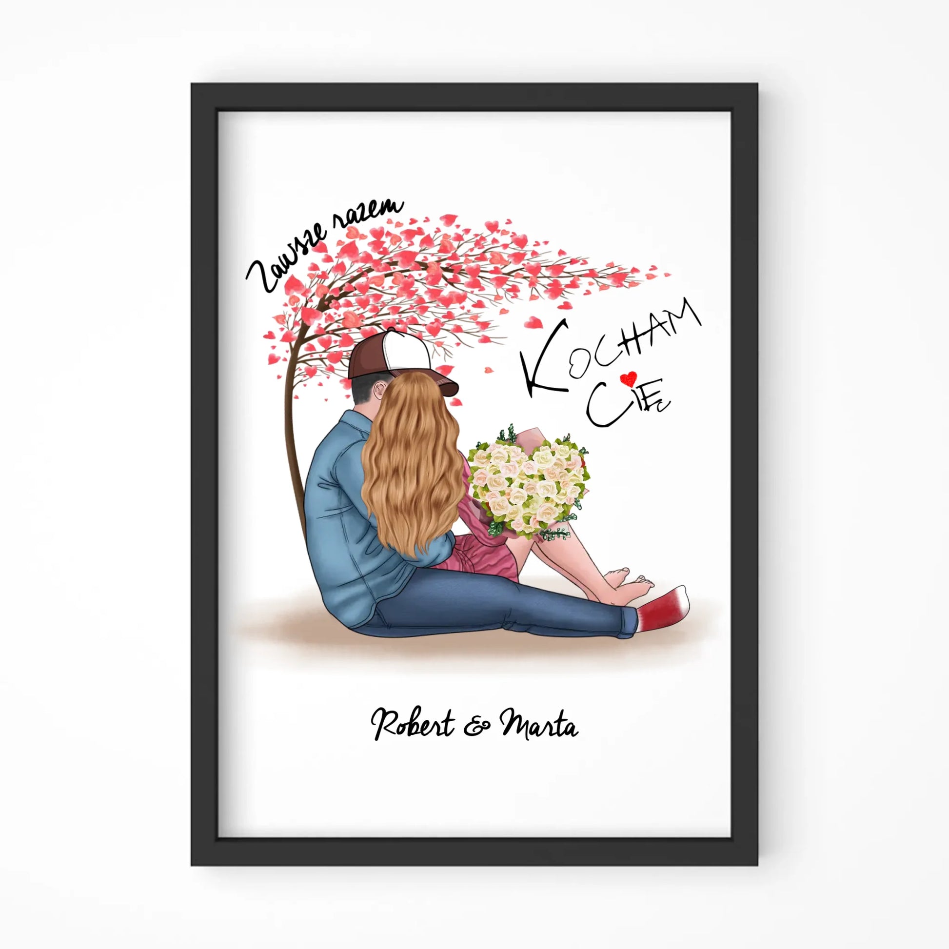 Plakat w ramie dla par - Zawsze razem - personalizowany W04 - StoryCups.pl
