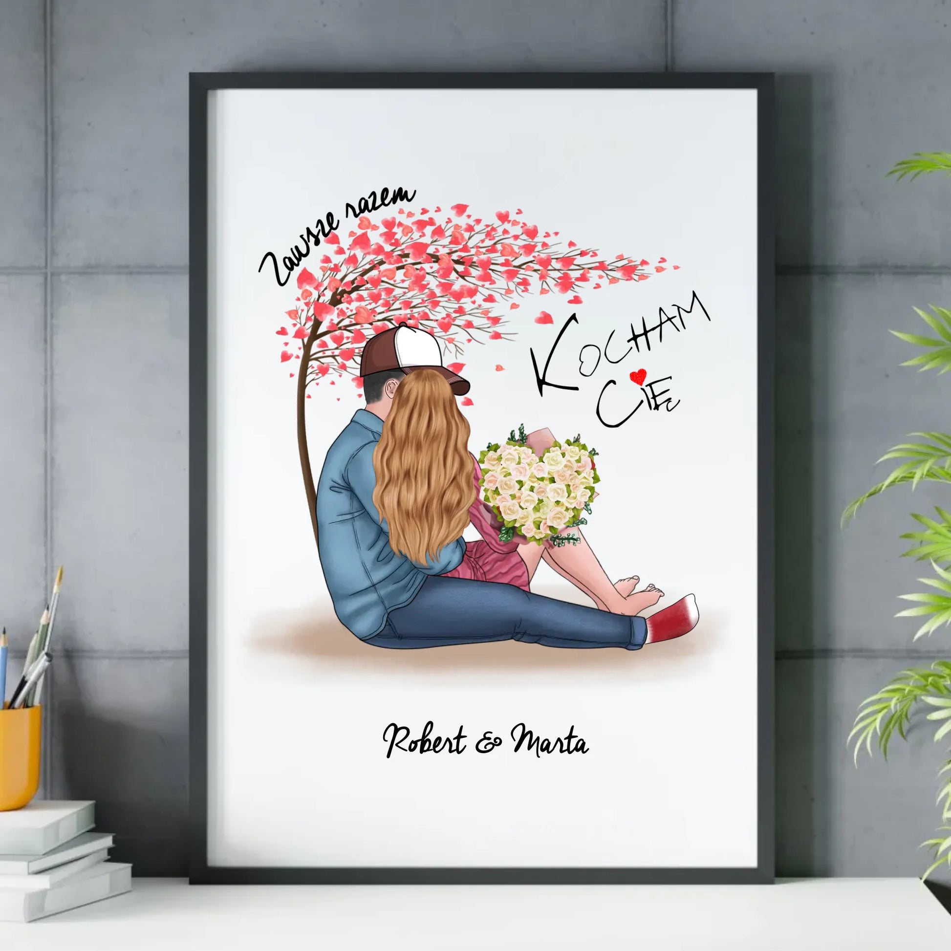 Plakat w ramie dla par - Zawsze razem - personalizowany W04 - StoryCups.pl