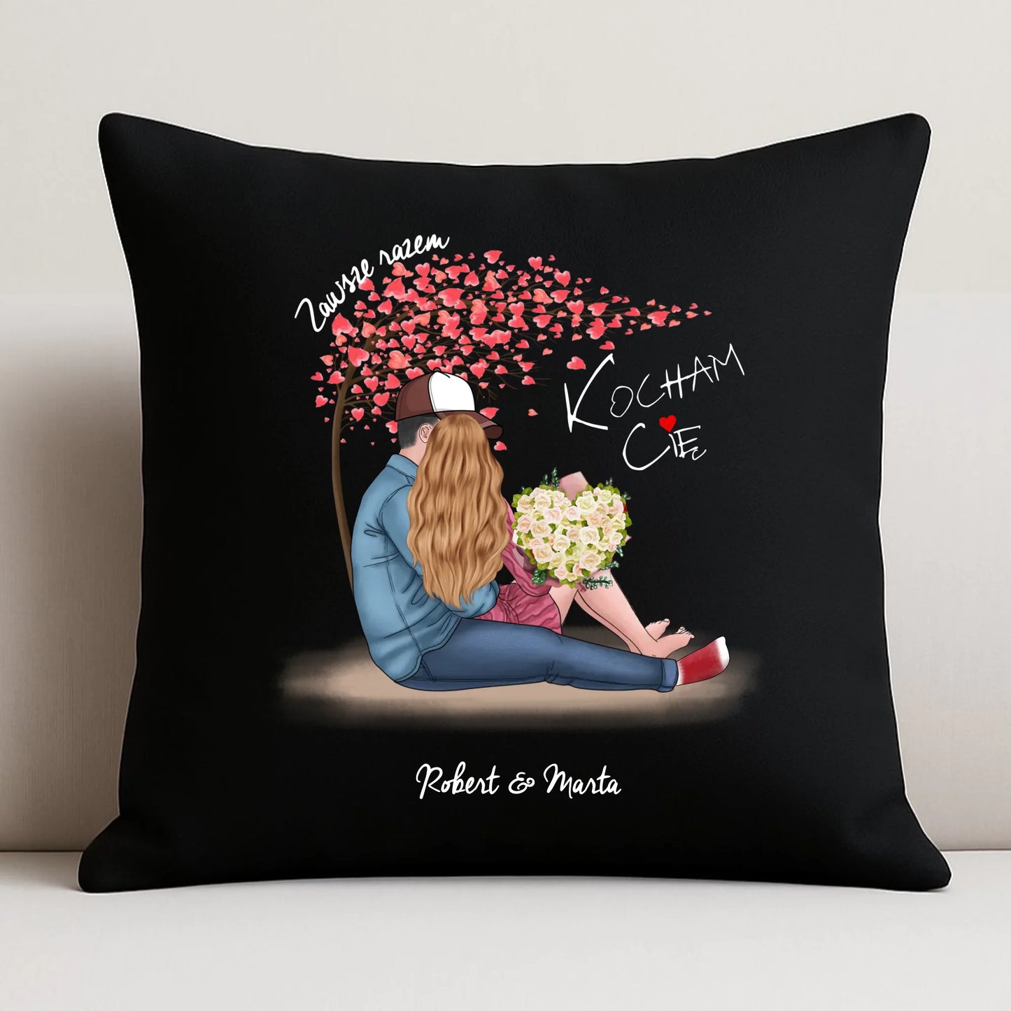 Poduszka dekoracyjna dla par - Zawsze razem - personalizowana W04 - StoryCups.pl