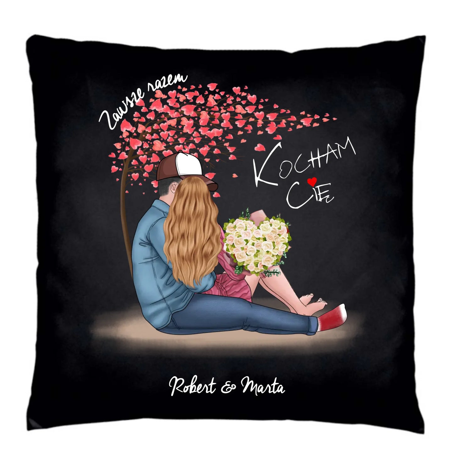 Poduszka dekoracyjna dla par - Zawsze razem - personalizowana W04 - StoryCups.pl