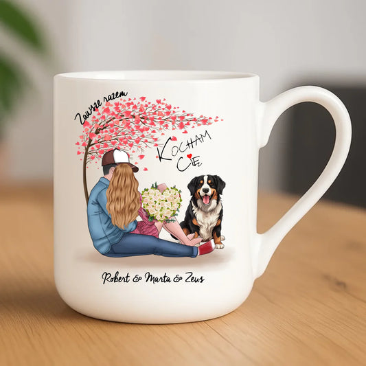 Kubek elegant dla par + Berneńczyk - Zawsze razem - personalizowany W04A - StoryCups.pl