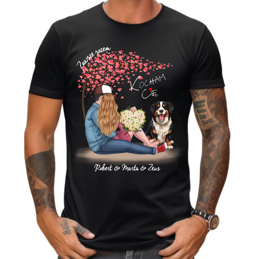 Koszulka męska dla par + Berneńczyk - Zawsze razem - personalizowana W04A - StoryCups.pl