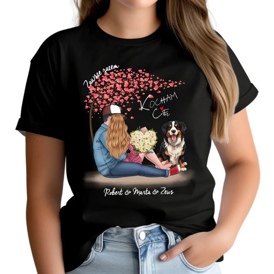 Koszulka damska dla par + Berneńczyk - Zawsze razem - personalizowana W04A - StoryCups.pl