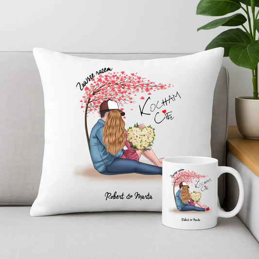Zestaw poduszka i kubek dla par - Zawsze razem - personalizowany W04A - StoryCups.pl
