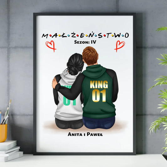 Plakat w ramie dla par - Małżeństwo Sezon - personalizowany W05 - StoryCups.pl