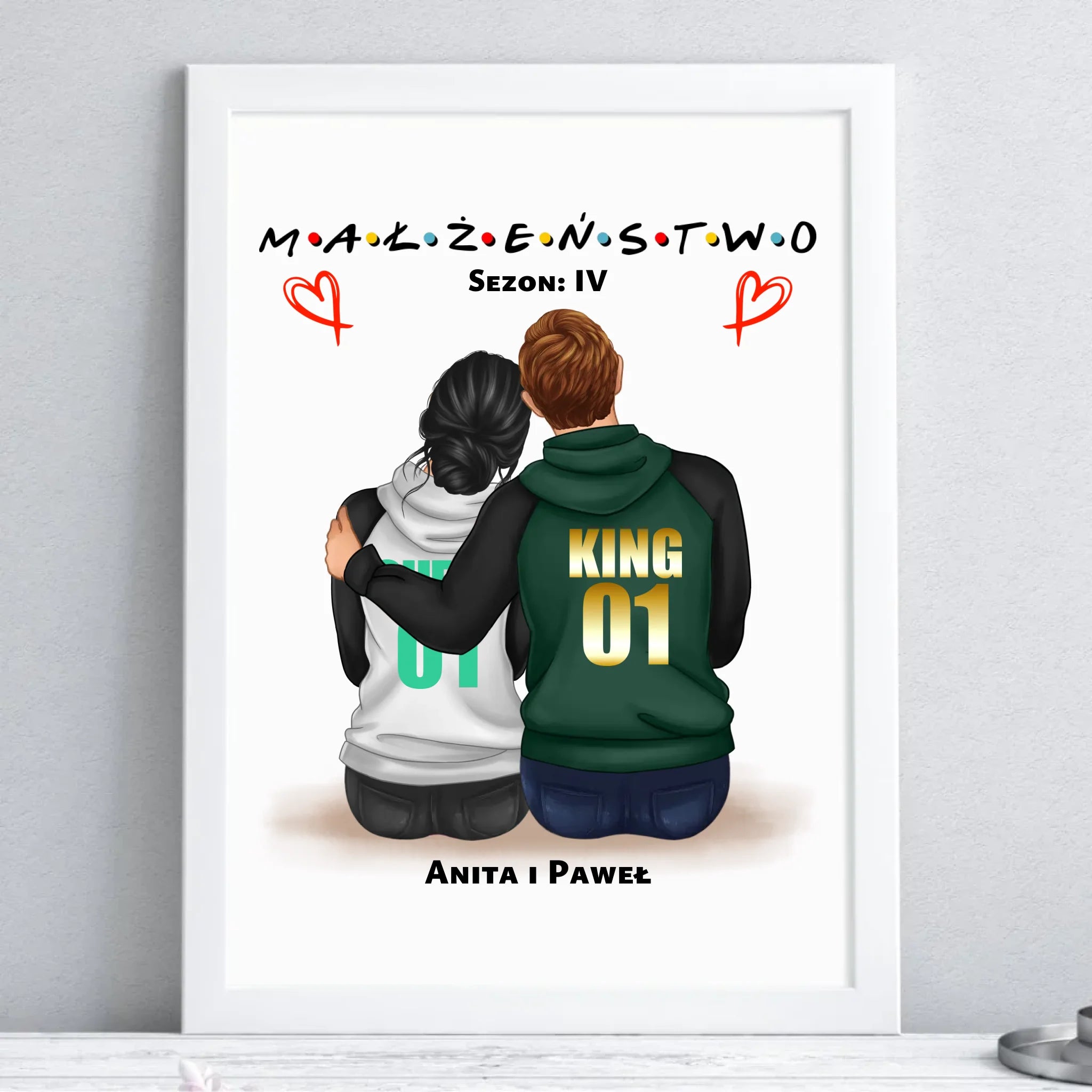 Plakat w ramie dla par - Małżeństwo Sezon - personalizowany W05 - StoryCups.pl