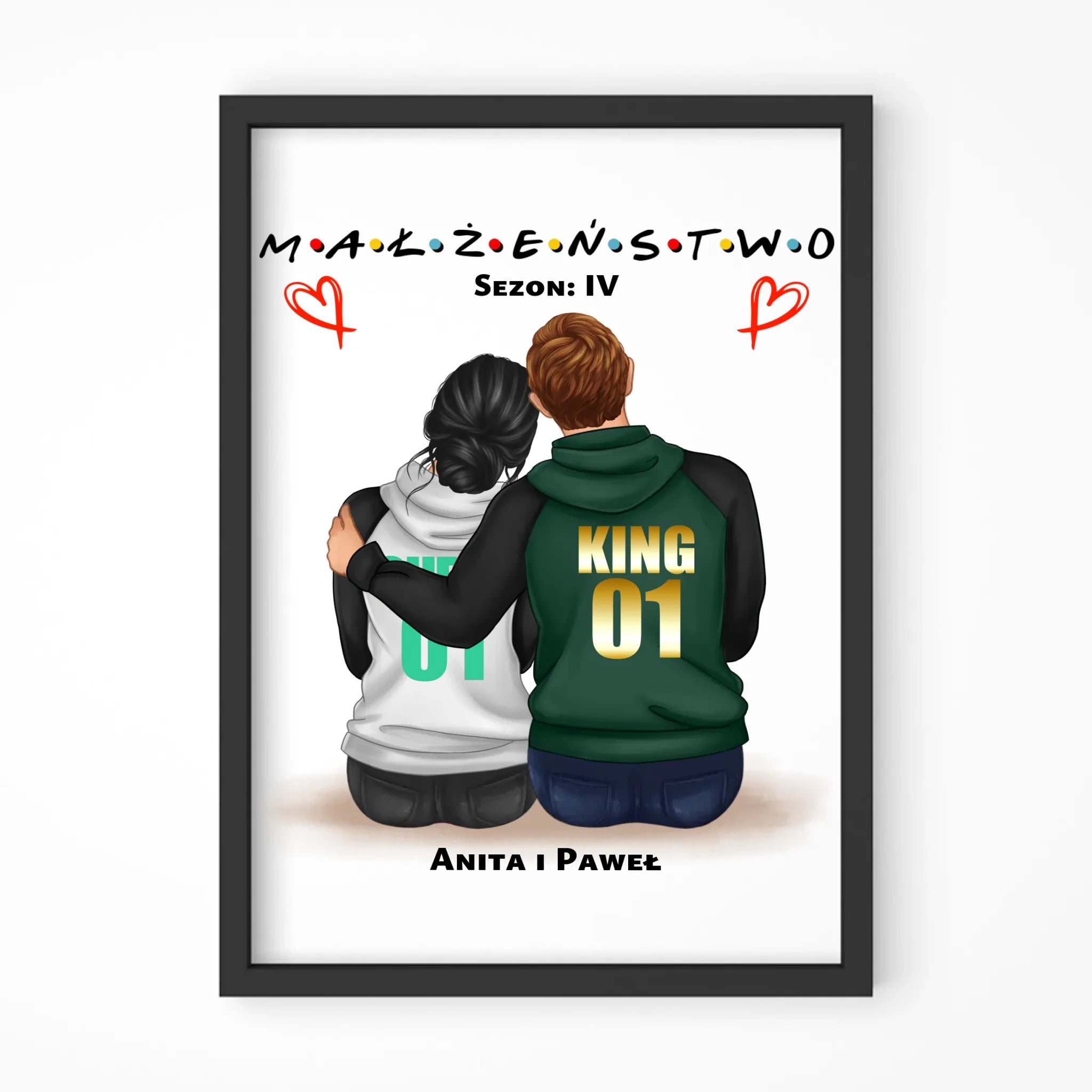 Plakat w ramie dla par - Małżeństwo Sezon - personalizowany W05 - StoryCups.pl