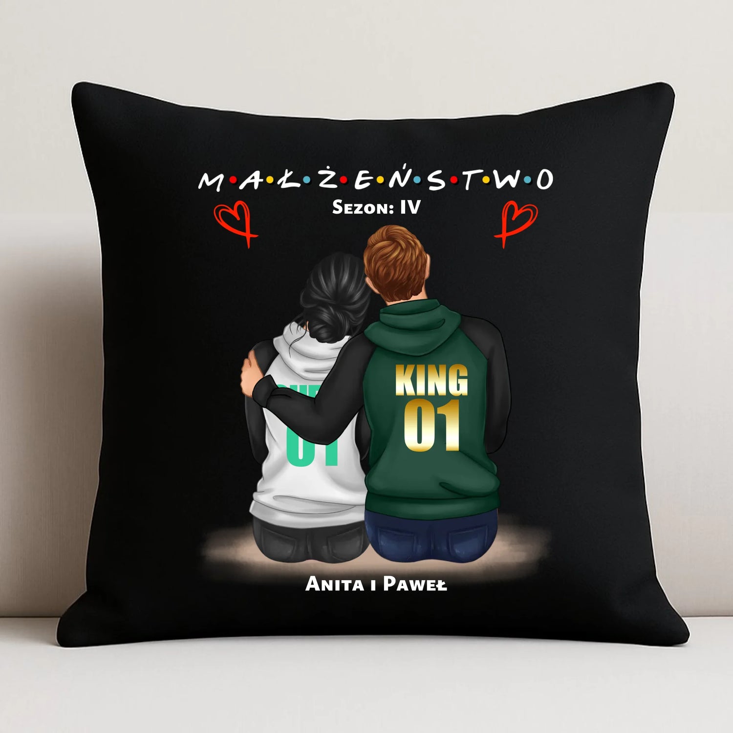 Poduszka dekoracyjna dla par - Małżeństwo Sezon - personalizowana W05 - StoryCups.pl