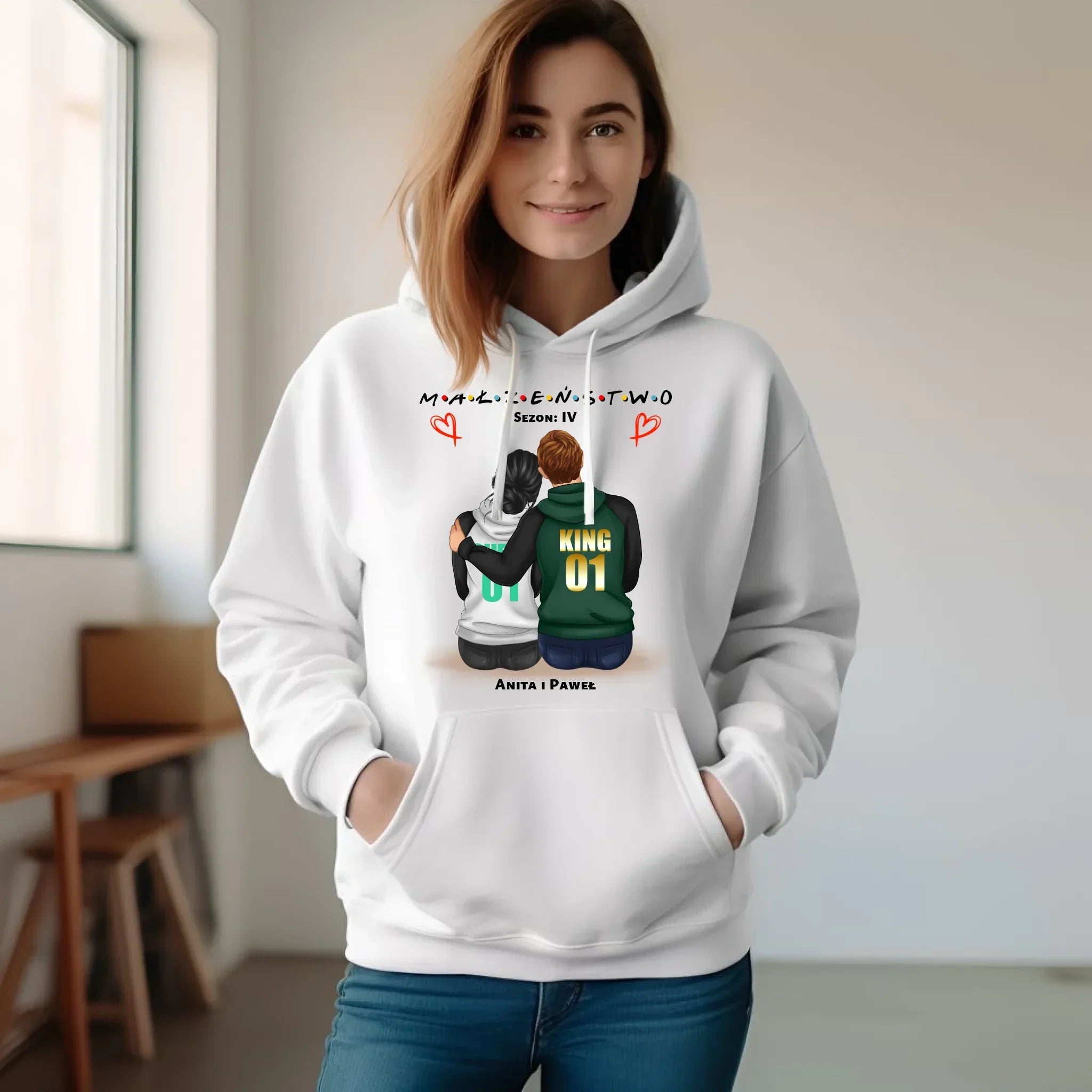 Bluza damska z kapturem dla żony - Małżeństwo Sezon - personalizowana W05 - StoryCups.pl