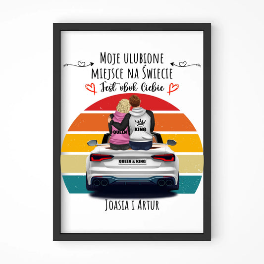 Plakat w ramie dla par - Moje ulubione miejsce - personalizowany W06 - StoryCups.pl