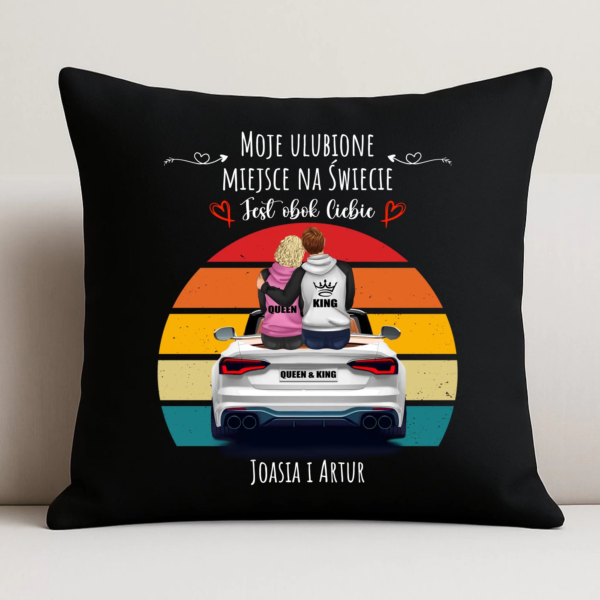 Poduszka dekoracyjna dla par - Moje ulubione miejsce - personalizowana W06 - StoryCups.pl