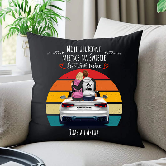 Poduszka dekoracyjna dla par - Moje ulubione miejsce - personalizowana W06 - StoryCups.pl