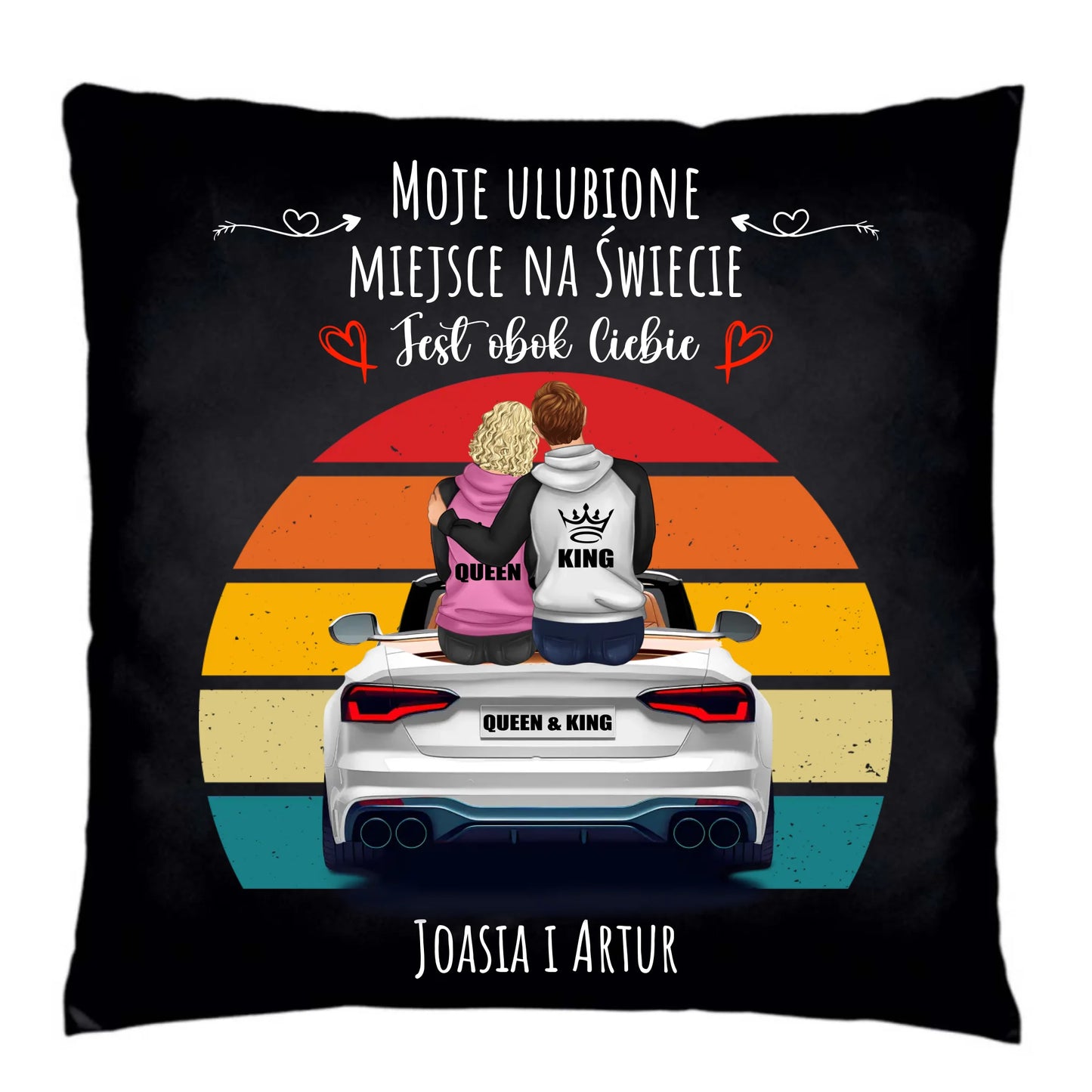 Poduszka dekoracyjna dla par - Moje ulubione miejsce - personalizowana W06 - StoryCups.pl