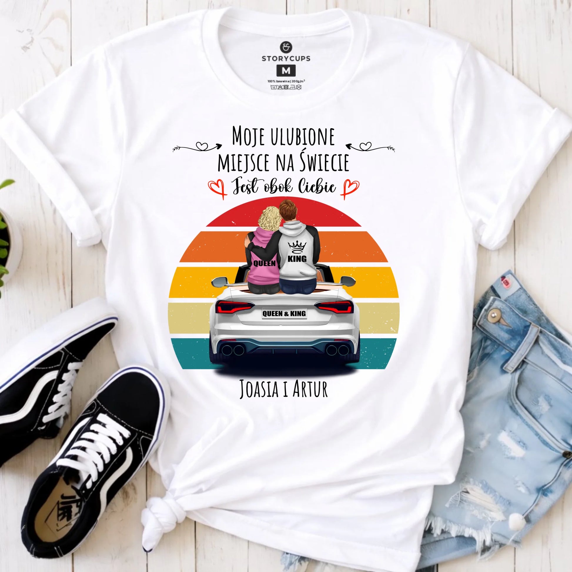 Koszulka damska dla par - Moje ulubione miejsce - personalizowana W06 - StoryCups.pl