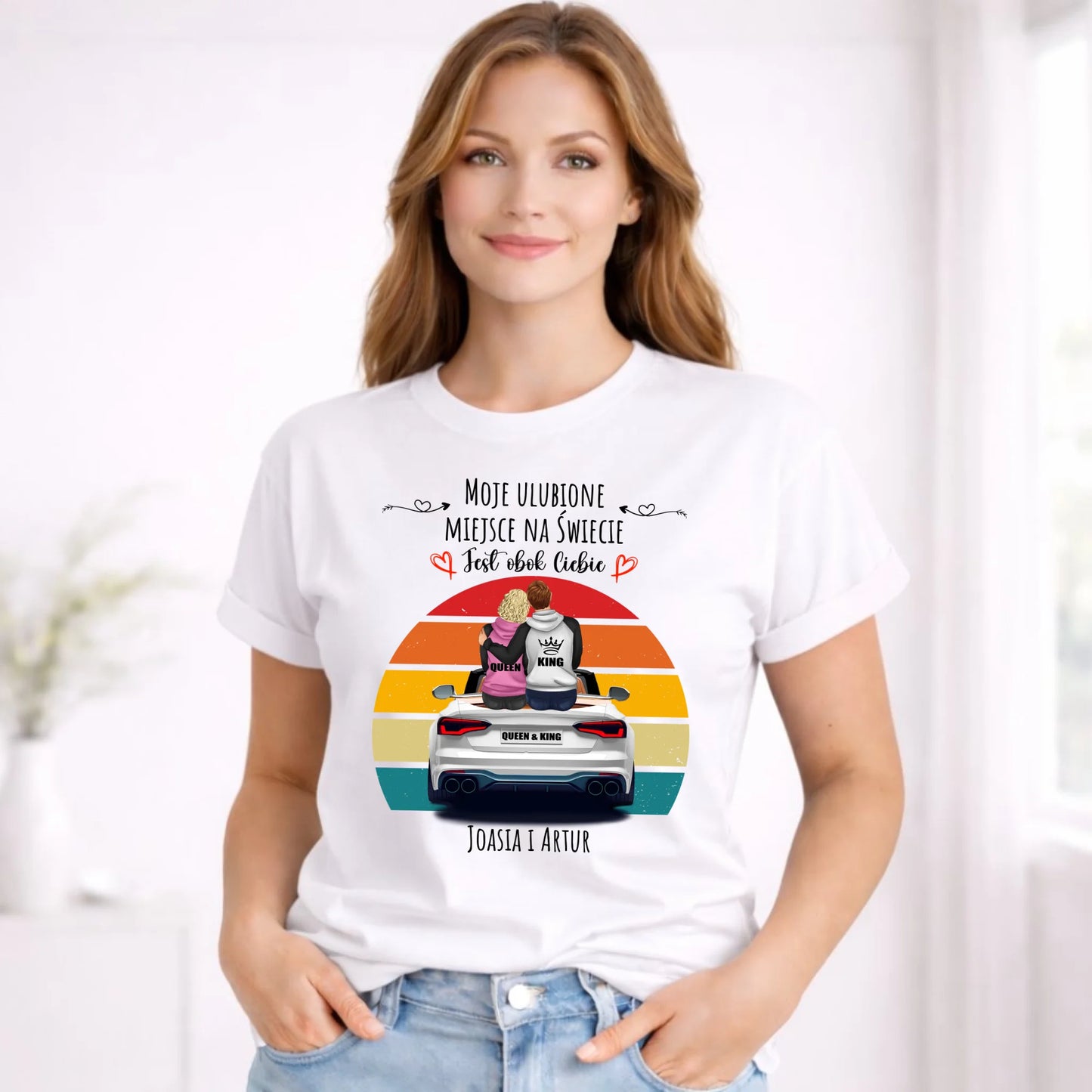 Koszulka damska dla par - Moje ulubione miejsce - personalizowana W06 - StoryCups.pl