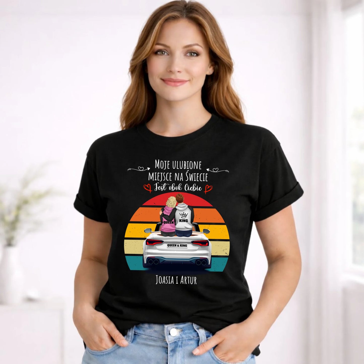 Koszulka damska dla par - Moje ulubione miejsce - personalizowana W06 - StoryCups.pl