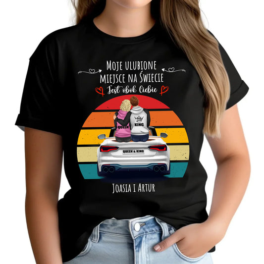 Koszulka damska dla par - Moje ulubione miejsce - personalizowana W06 - StoryCups.pl