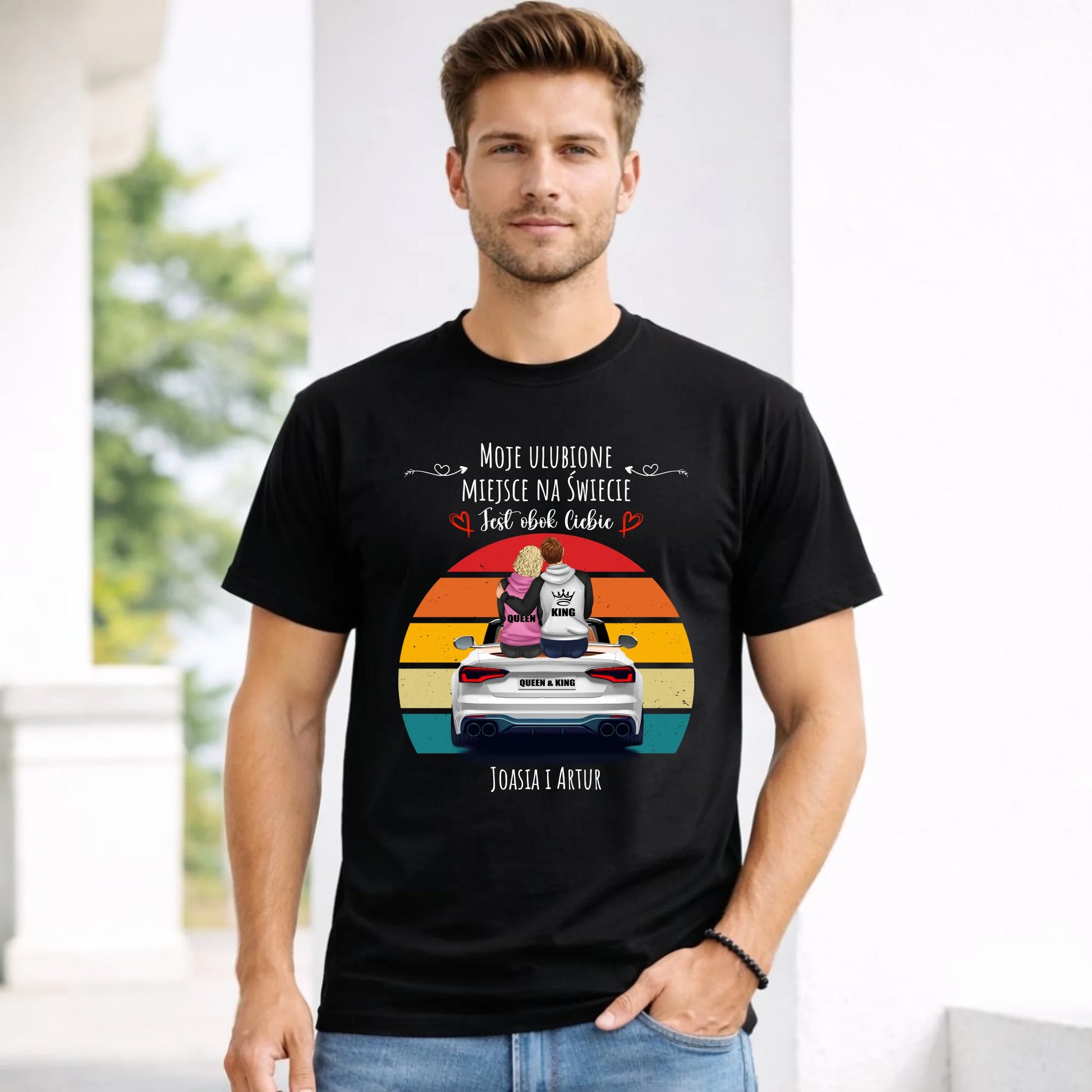 Koszulka męska dla par - Moje ulubione miejsce - personalizowana W06 - StoryCups.pl