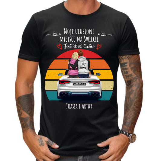 Koszulka męska dla par - Moje ulubione miejsce - personalizowana W06 - StoryCups.pl