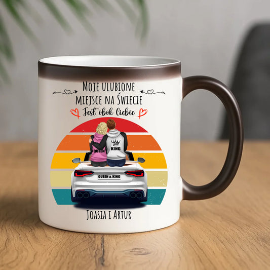 Kubek magiczny dla par - Moje ulubione miejsce - personalizowany W06 - StoryCups.pl