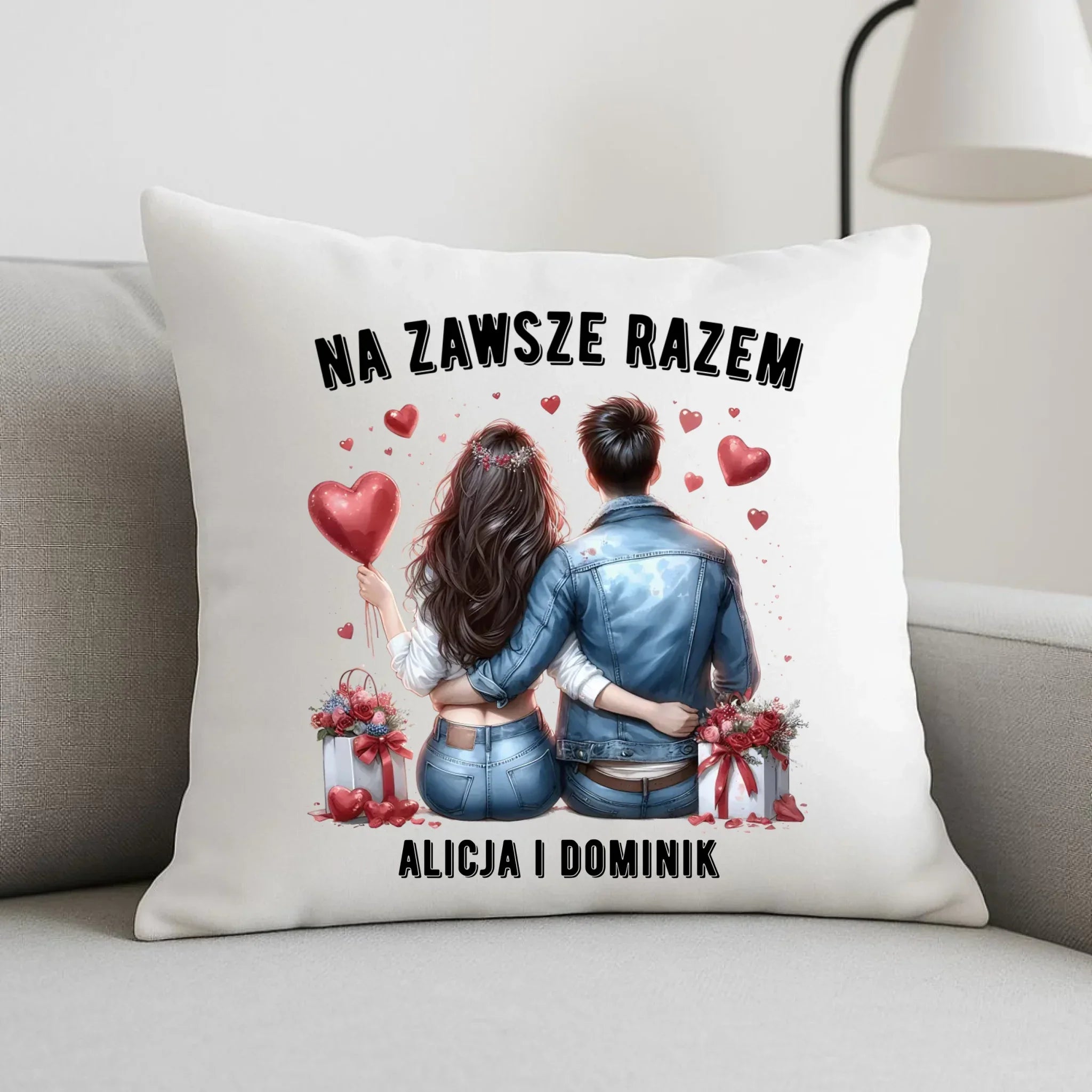 Poduszka dla par - Na zawsze razem - personalizowana W07 - StoryCups.pl