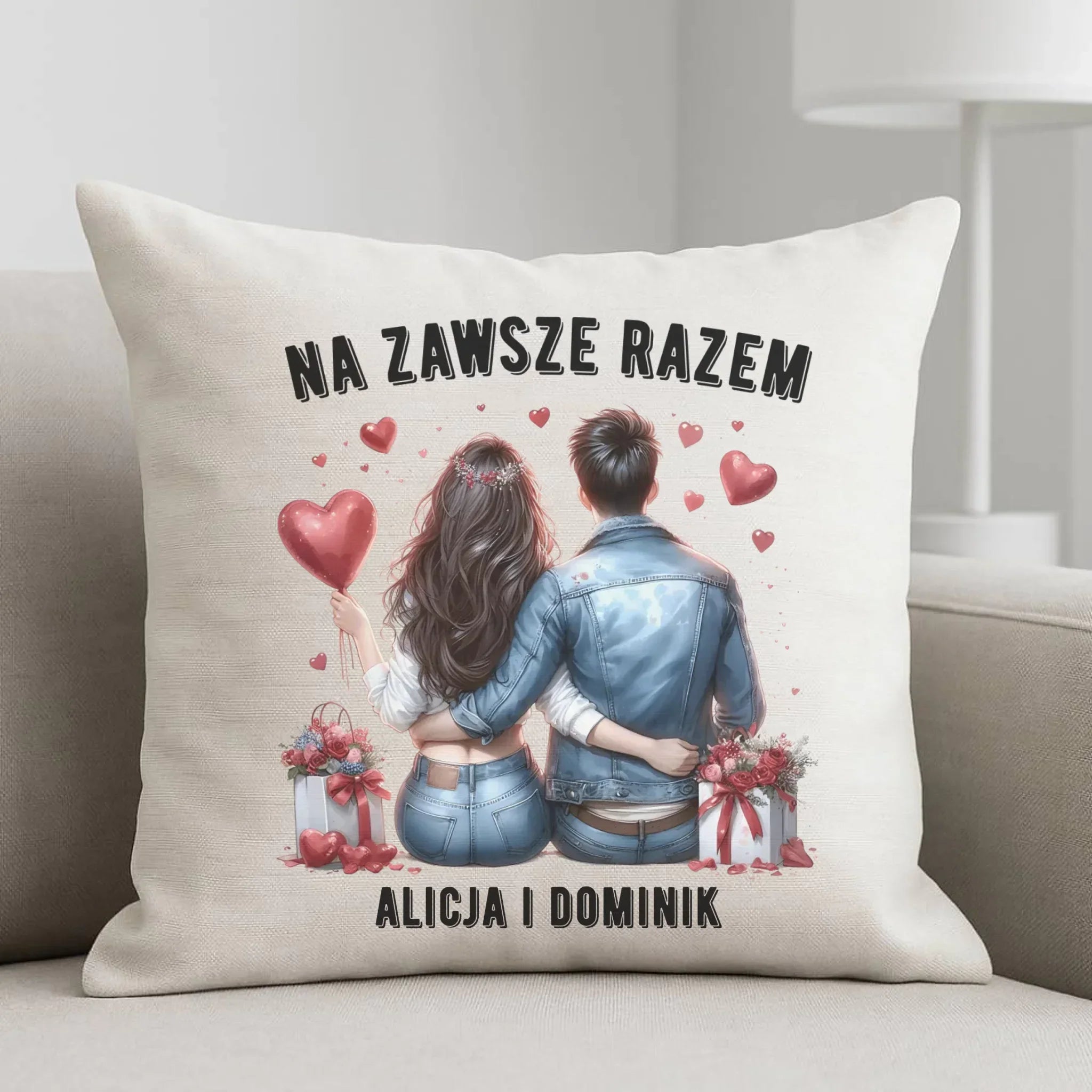 Poduszka dla par - Na zawsze razem - personalizowana W07 - StoryCups.pl