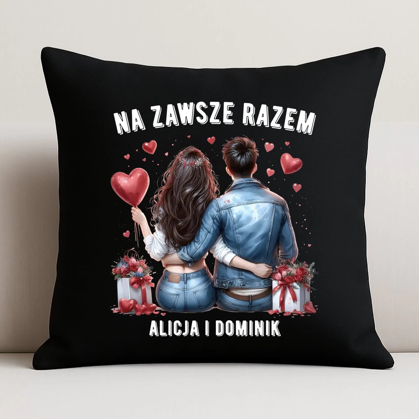 Poduszka dekoracyjna dla par - Na zawsze razem - personalizowana W07 - StoryCups.pl