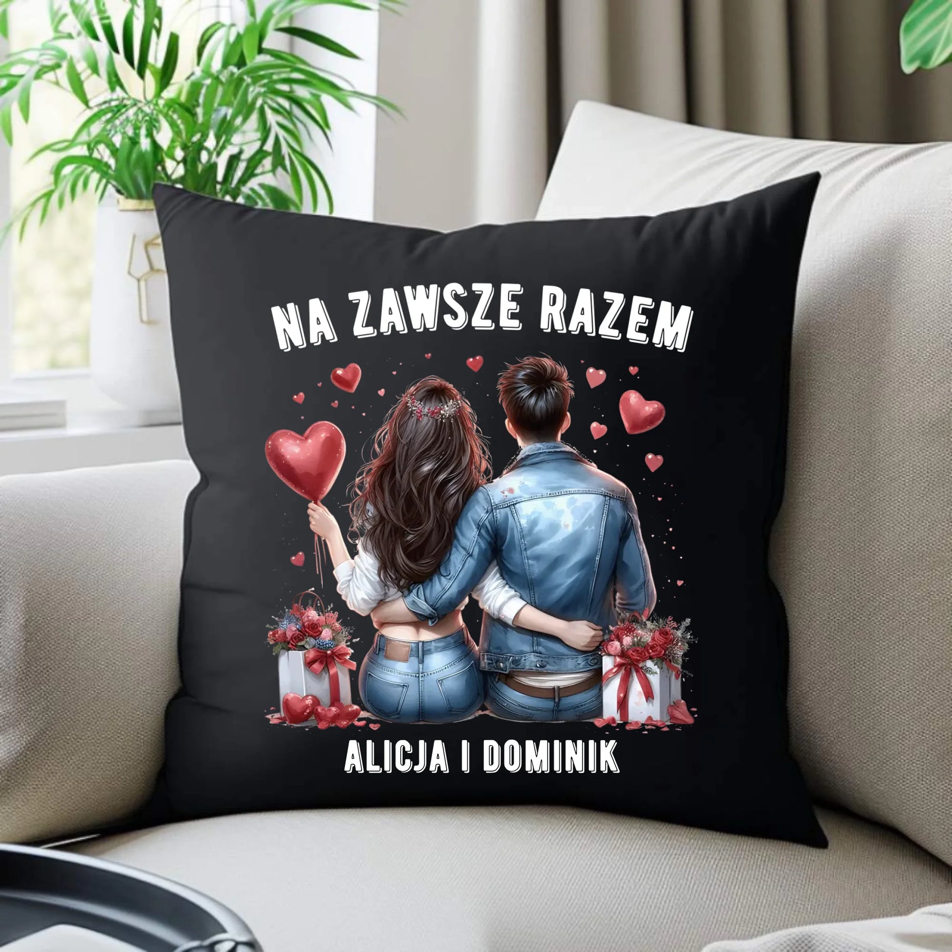 Poduszka dekoracyjna dla par - Na zawsze razem - personalizowana W07 - StoryCups.pl