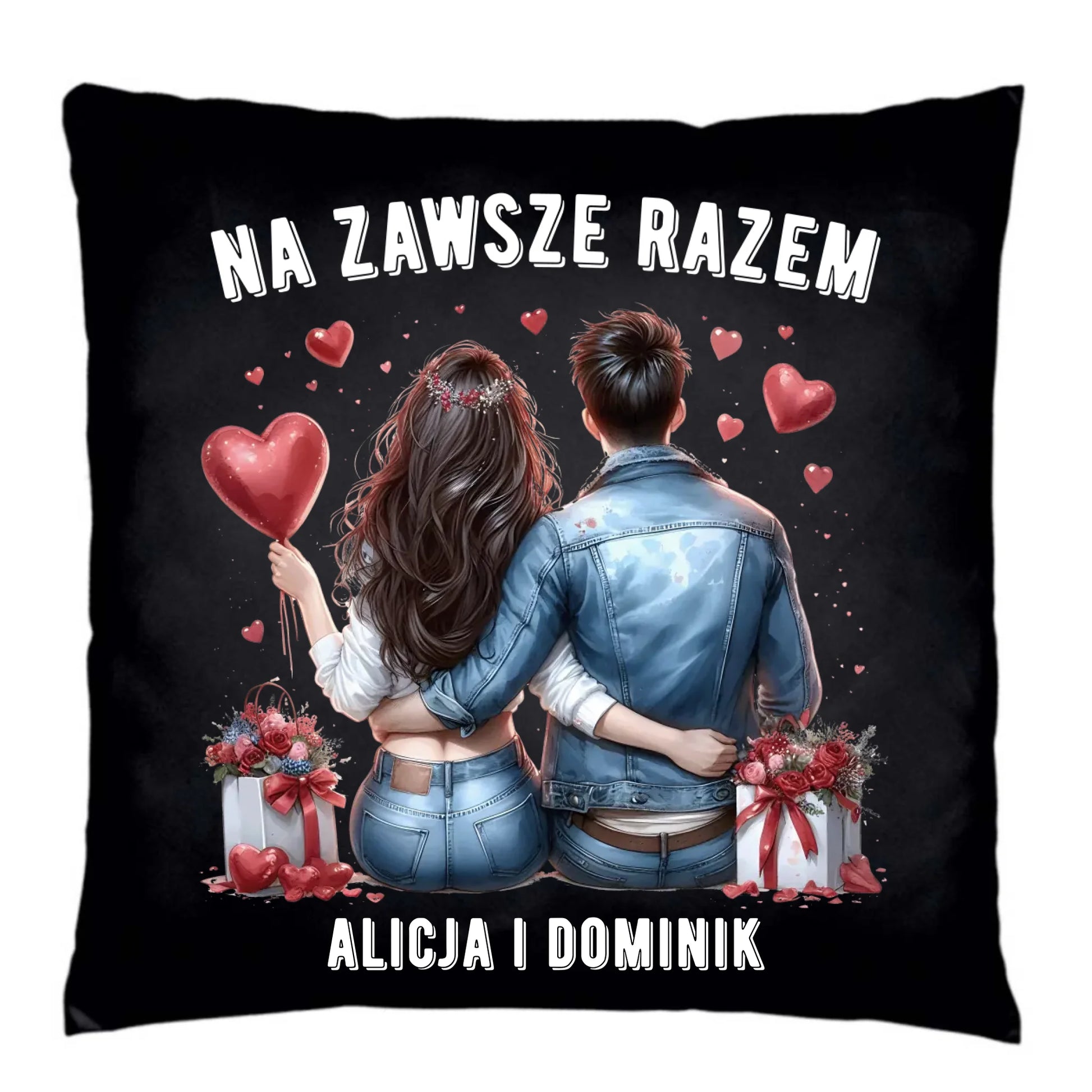 Poduszka dekoracyjna dla par - Na zawsze razem - personalizowana W07 - StoryCups.pl