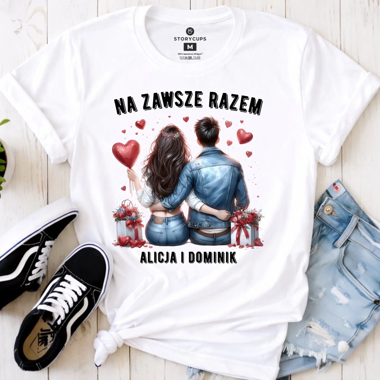 Koszulka damska dla par - Na zawsze razem - personalizowana W07 - StoryCups.pl