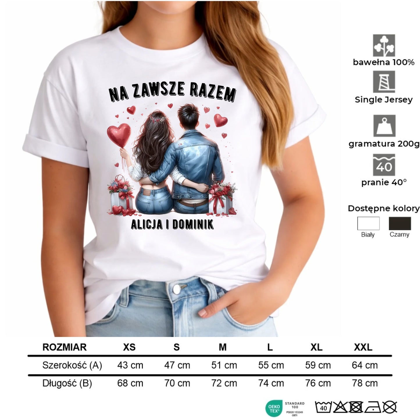 Koszulka damska dla par - Na zawsze razem - personalizowana W07 - StoryCups.pl