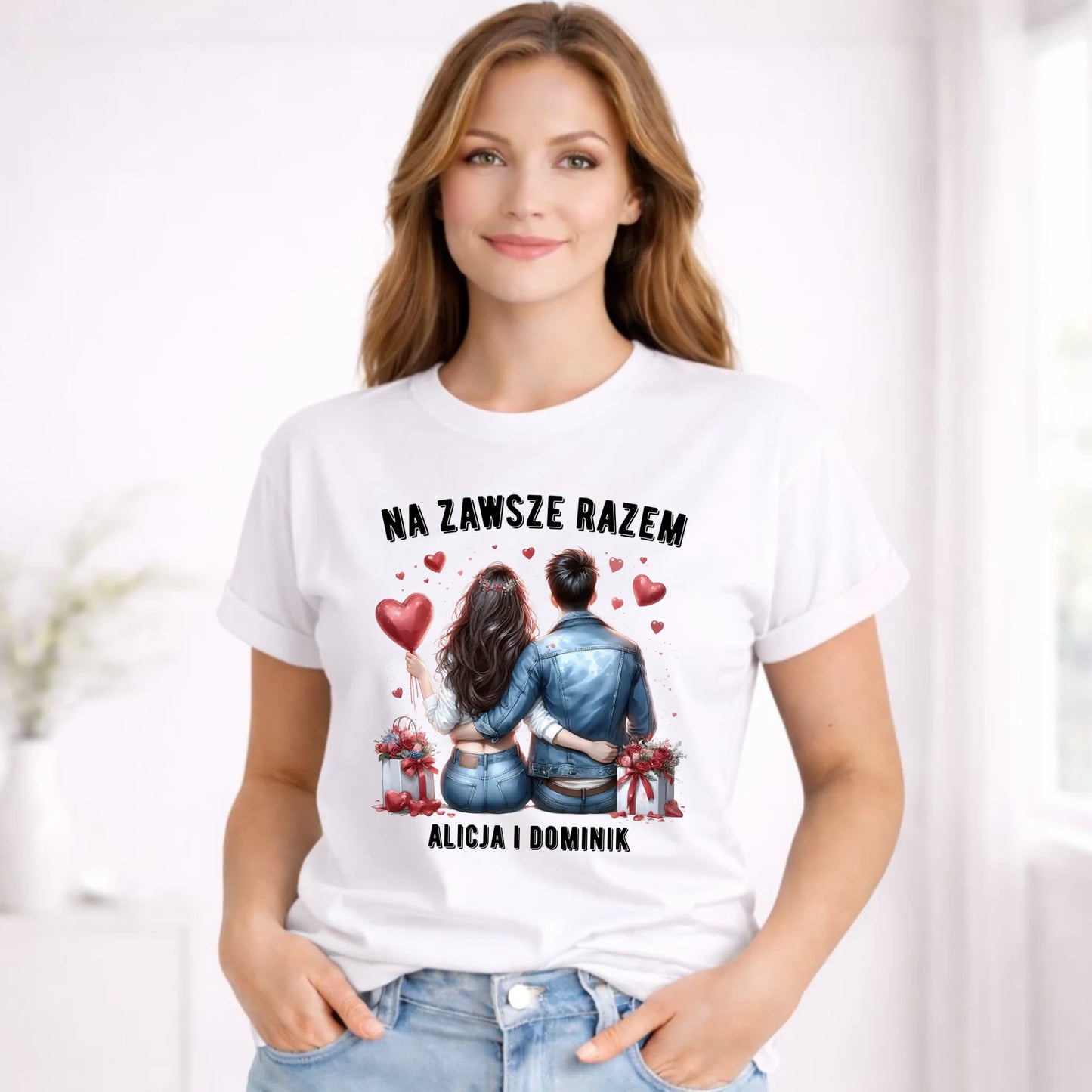 Koszulka damska dla par - Na zawsze razem - personalizowana W07 - StoryCups.pl