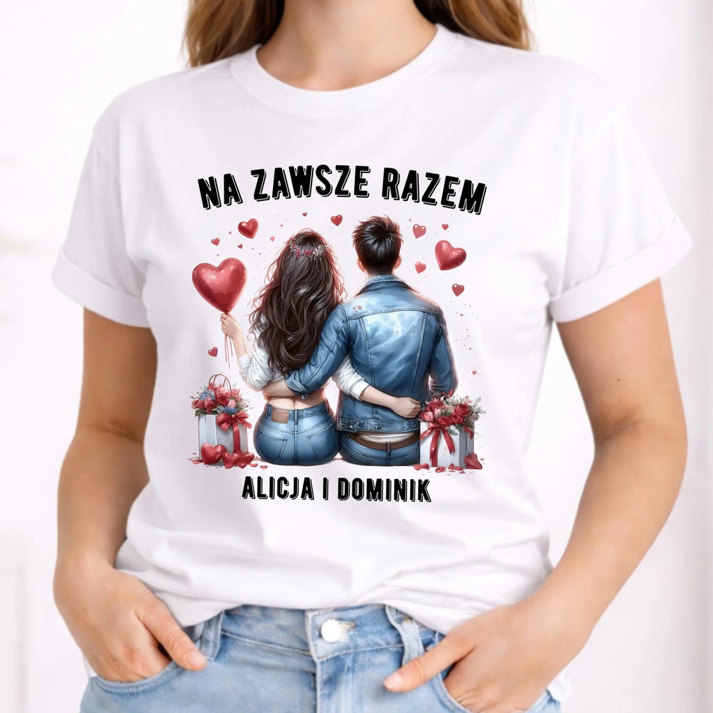 Koszulka damska dla par - Na zawsze razem - personalizowana W07 - StoryCups.pl