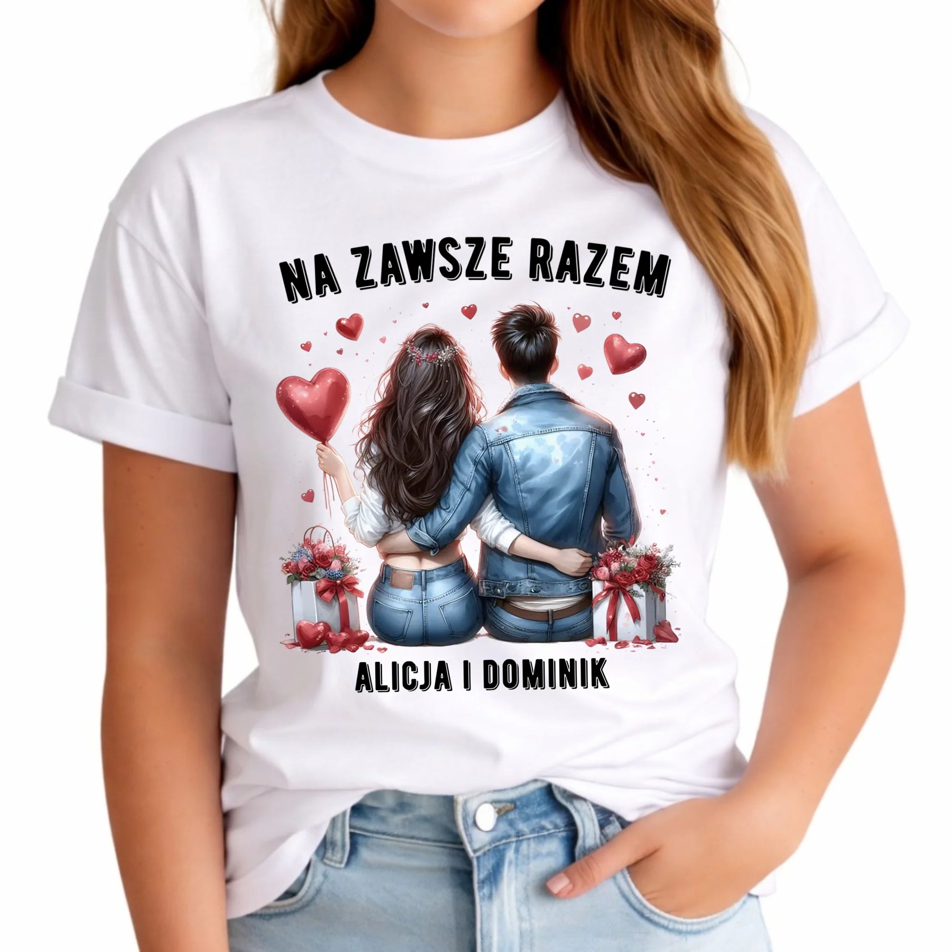 Koszulka damska dla par - Na zawsze razem - personalizowana W07 - StoryCups.pl