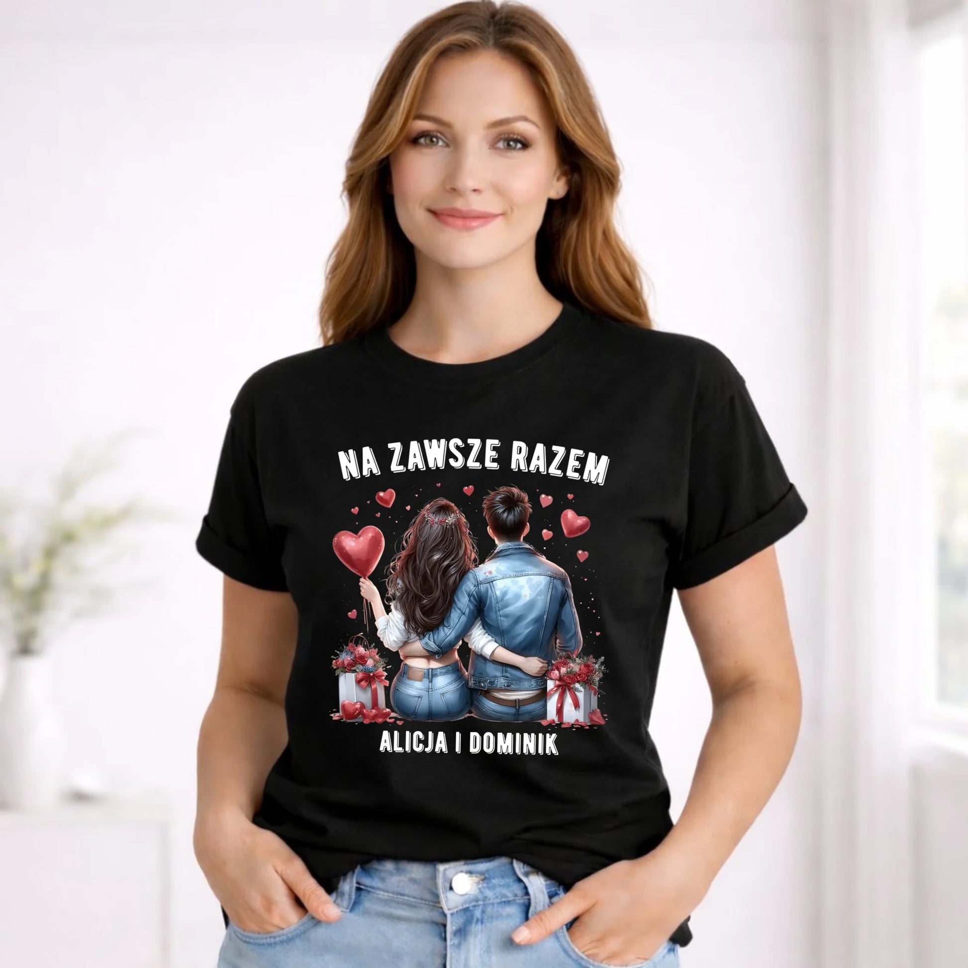 Koszulka damska dla par - Na zawsze razem - personalizowana W07 - StoryCups.pl