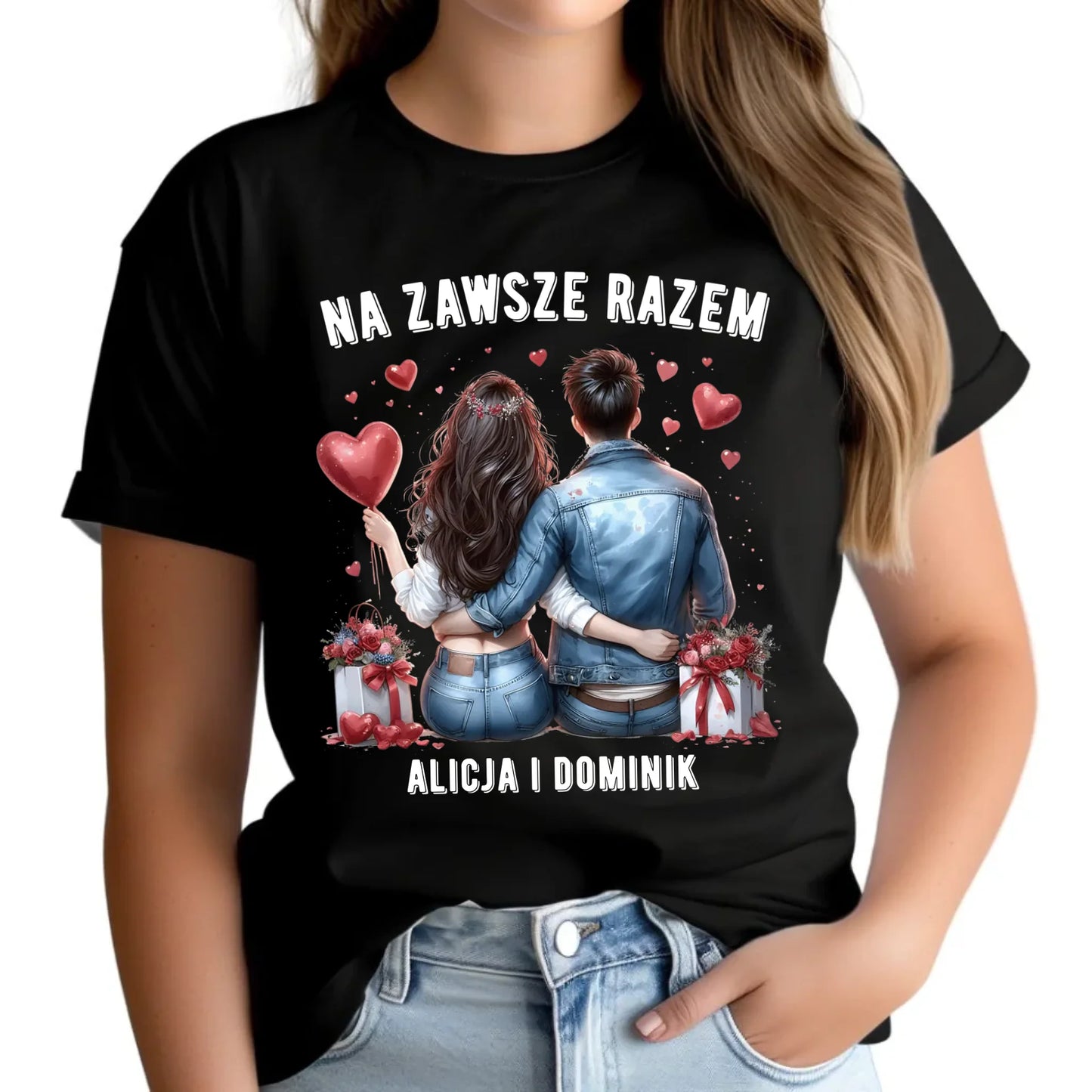 Koszulka damska dla par - Na zawsze razem - personalizowana W07 - StoryCups.pl